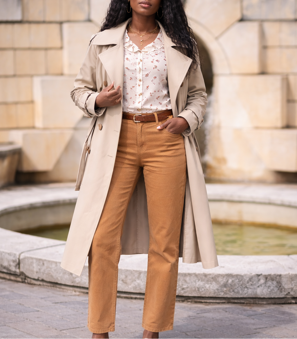 Trench beige ample à ceinture – Beautiful Shop