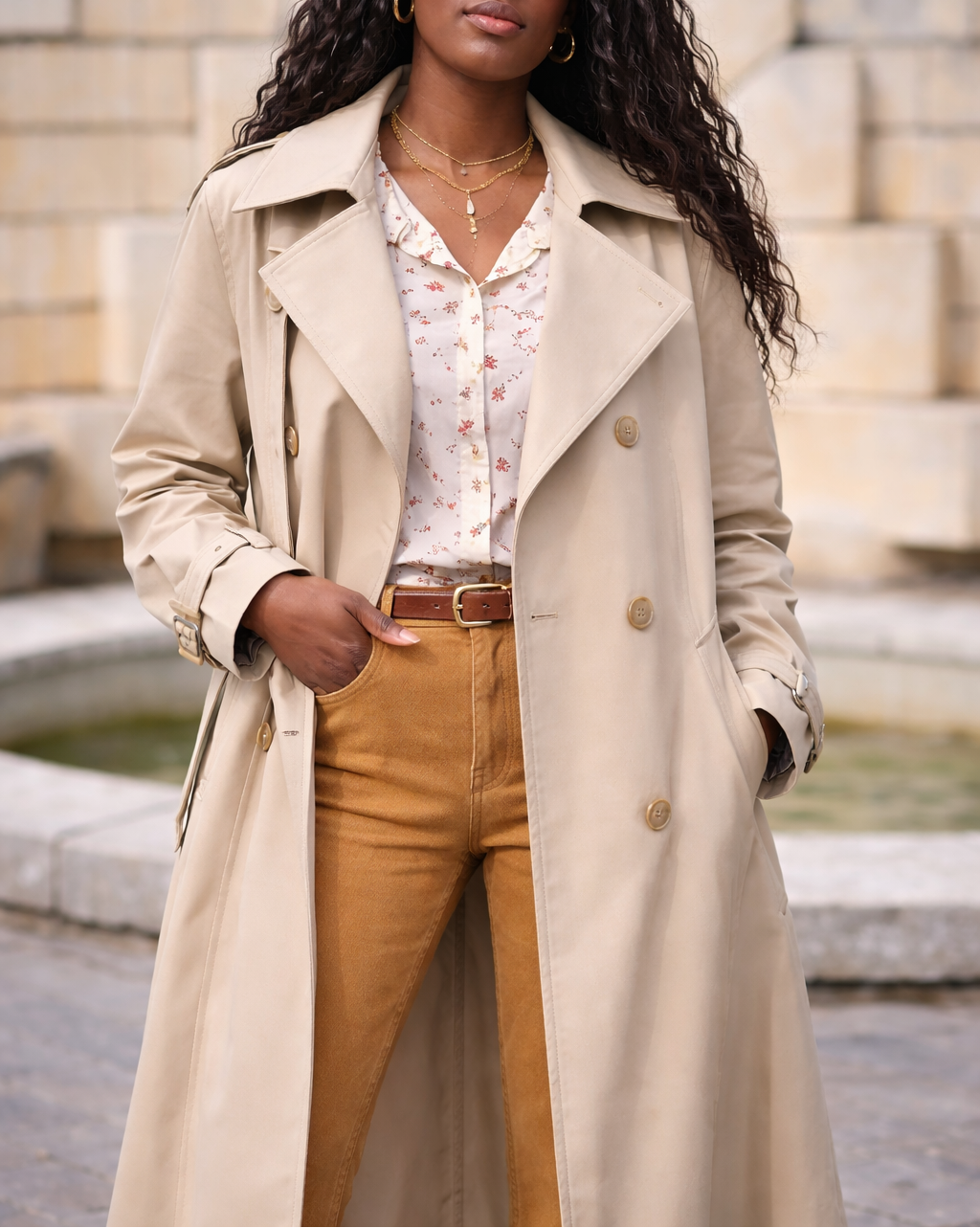 Trench beige ample à ceinture – Beautiful Shop