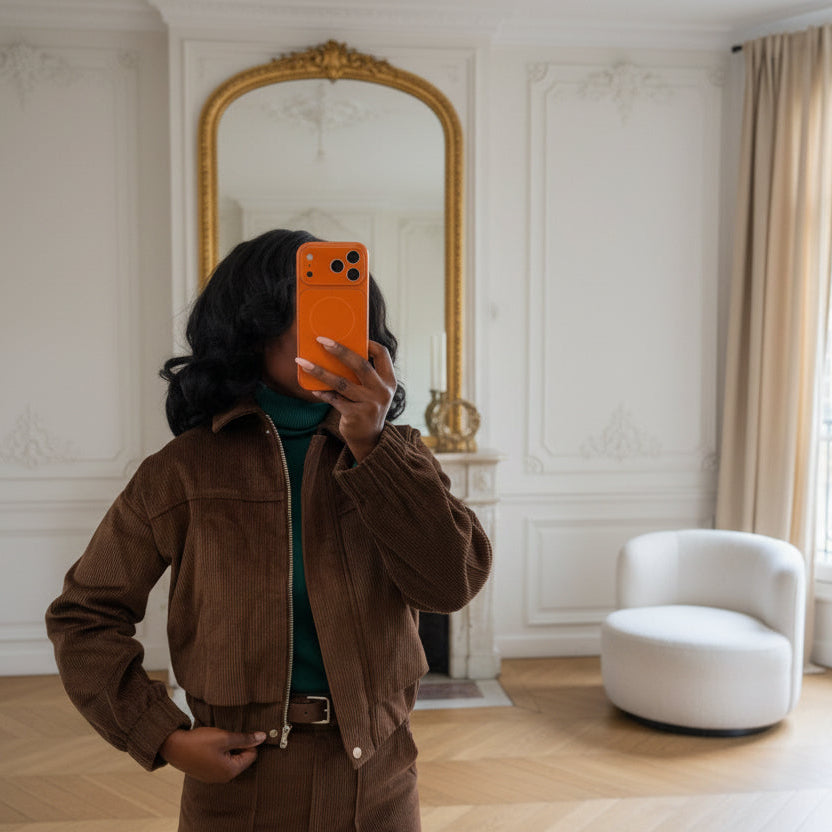 Veste bomber en velours côtelé café – Beautiful Shop
