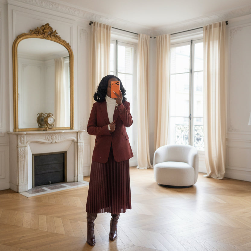Veste croisée bordeaux à boutons ton sur ton – Beautiful Shop