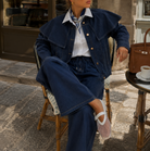 Veste en jean Alma à détail amovible – bleu foncé – Beautiful Shop