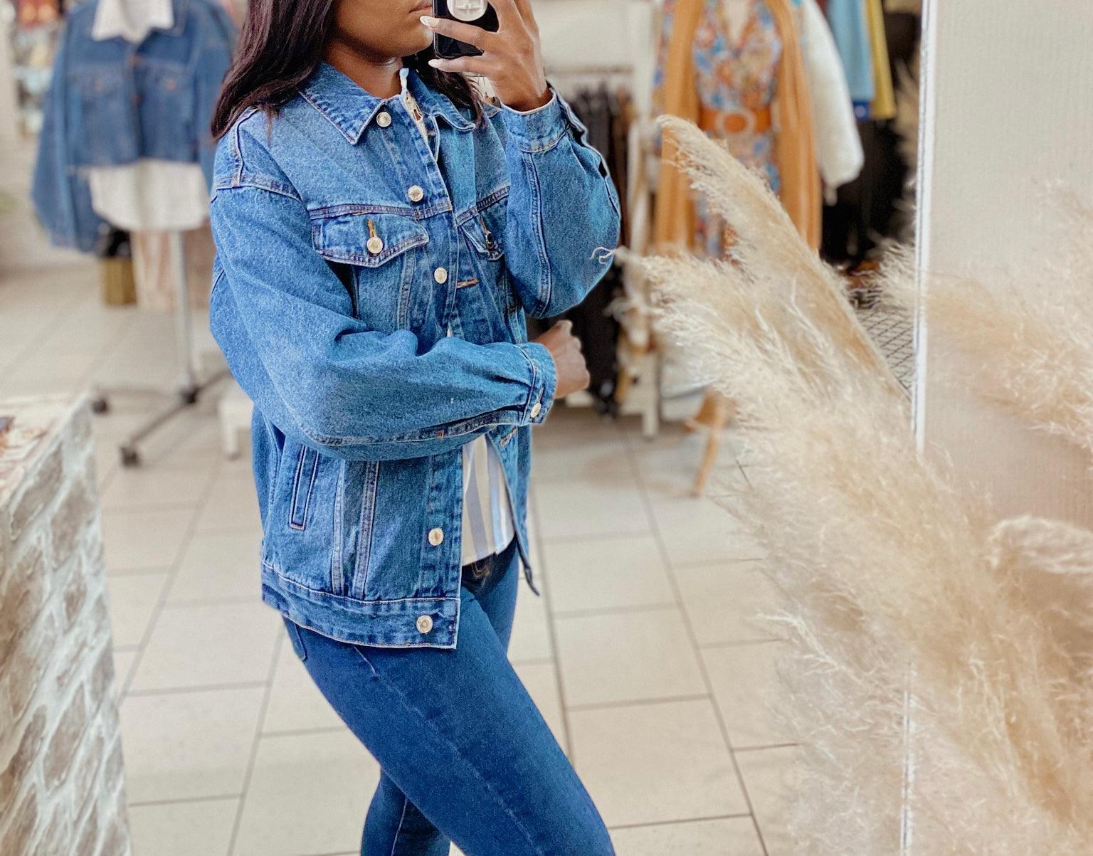 Veste en jean bleu oversize longue - Beautiful Shop - beautifulshop