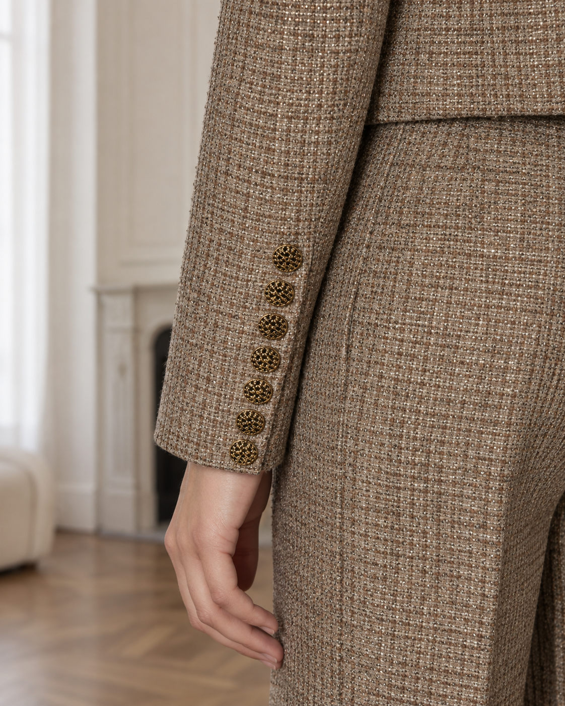 Veste officier en tweed éléonore – marron – Beautiful Shop