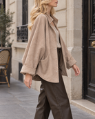 Veste oversize Léonie en suédine – taupe – Beautiful Shop