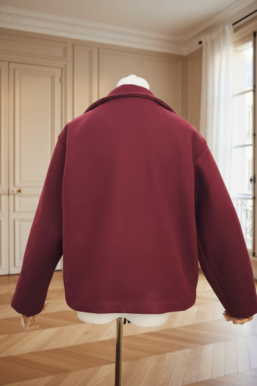 veste à franges femme, veste western bordeaux, veste oversize bohème, veste rouge franges tendance, veste style cowgirl, veste automne femme