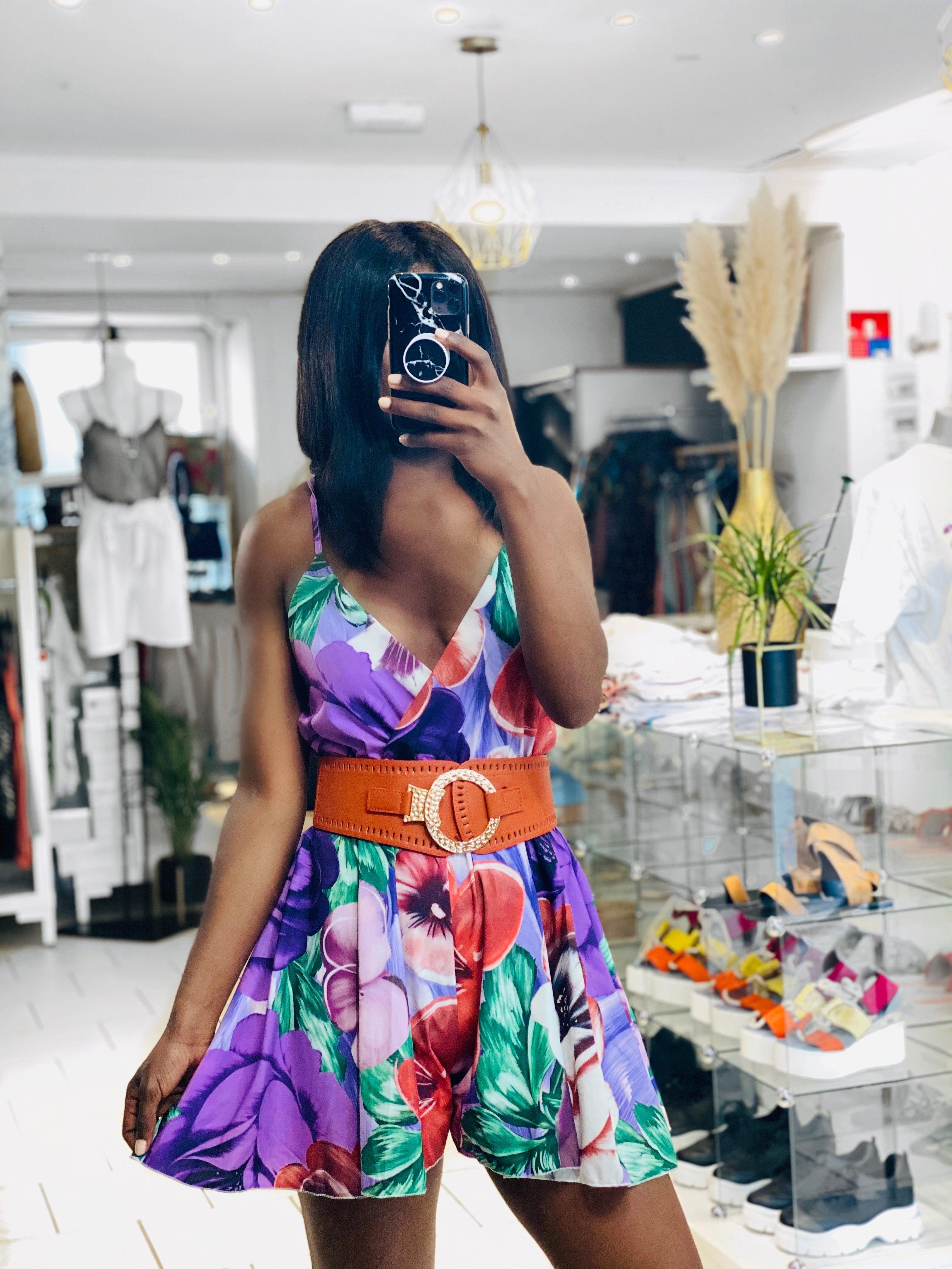 Combinaison encolure en V Imprimé floral - beautifulshop