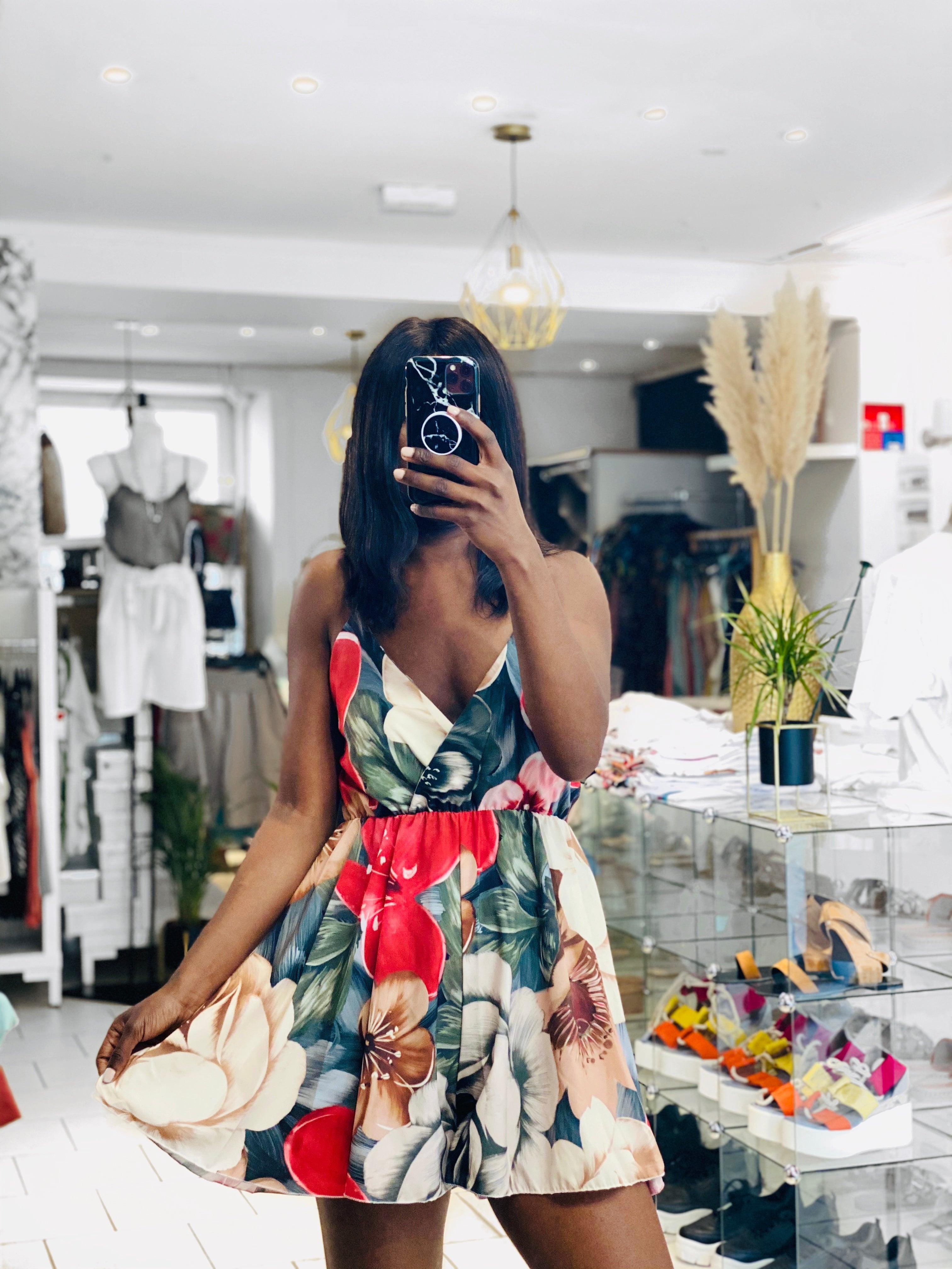 Combinaison encolure en V Imprimé floral - beautifulshop