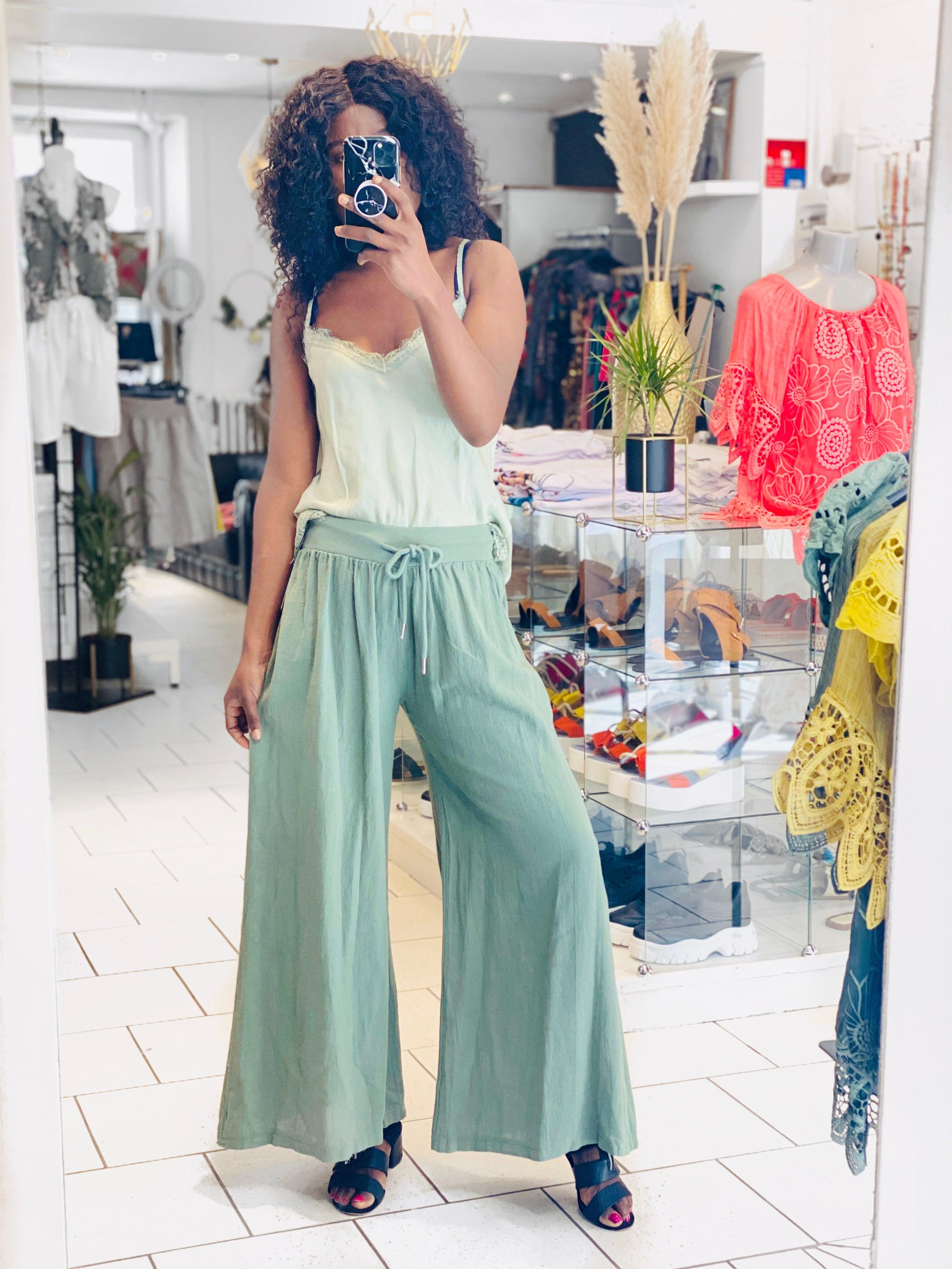 Pantalon ample en coton - beautifulshop
