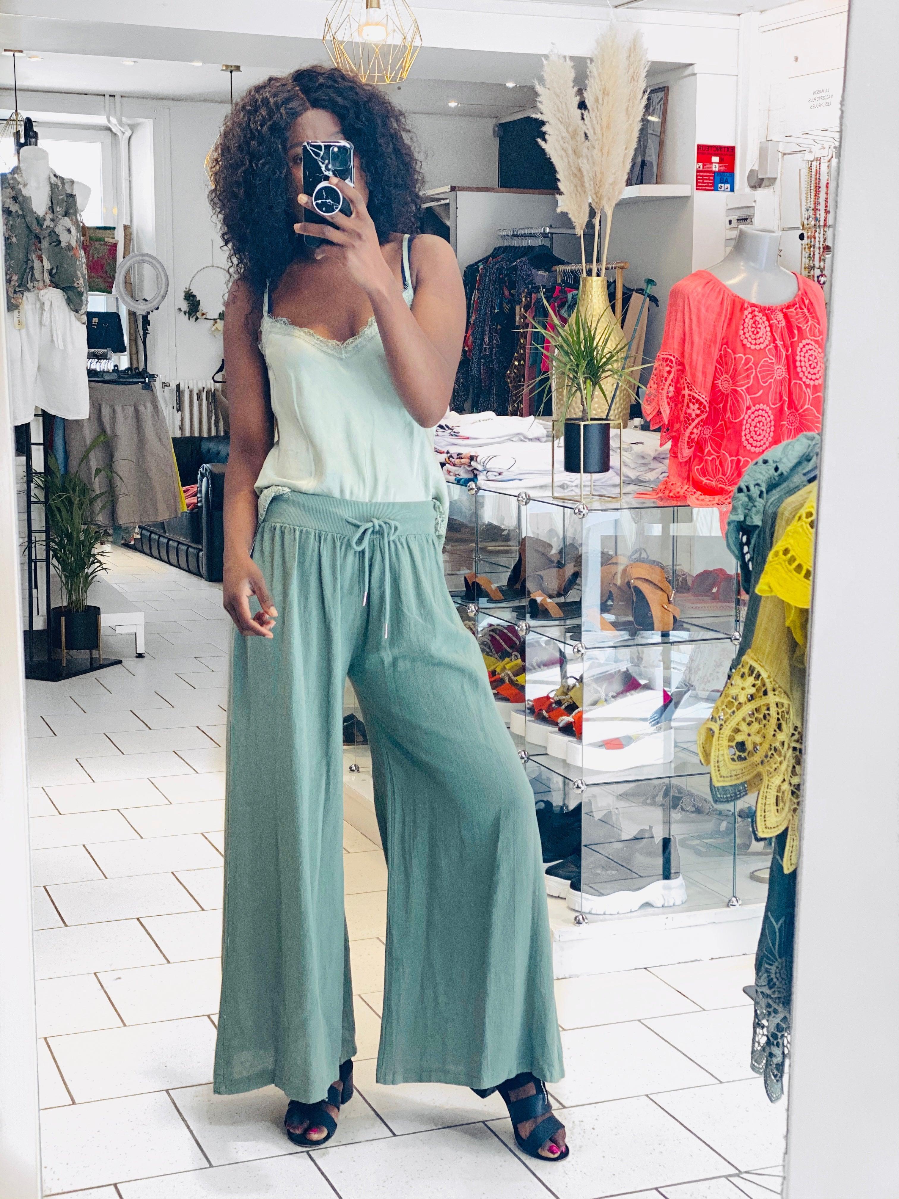 Pantalon ample en coton - beautifulshop