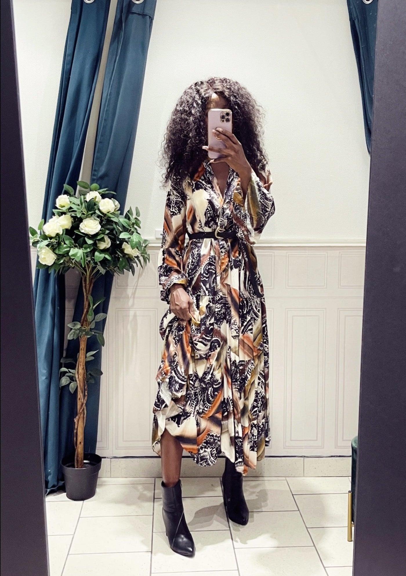 Robe longue fluide imprimée - beautifulshop