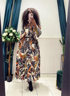 Robe longue fluide imprimée - beautifulshop