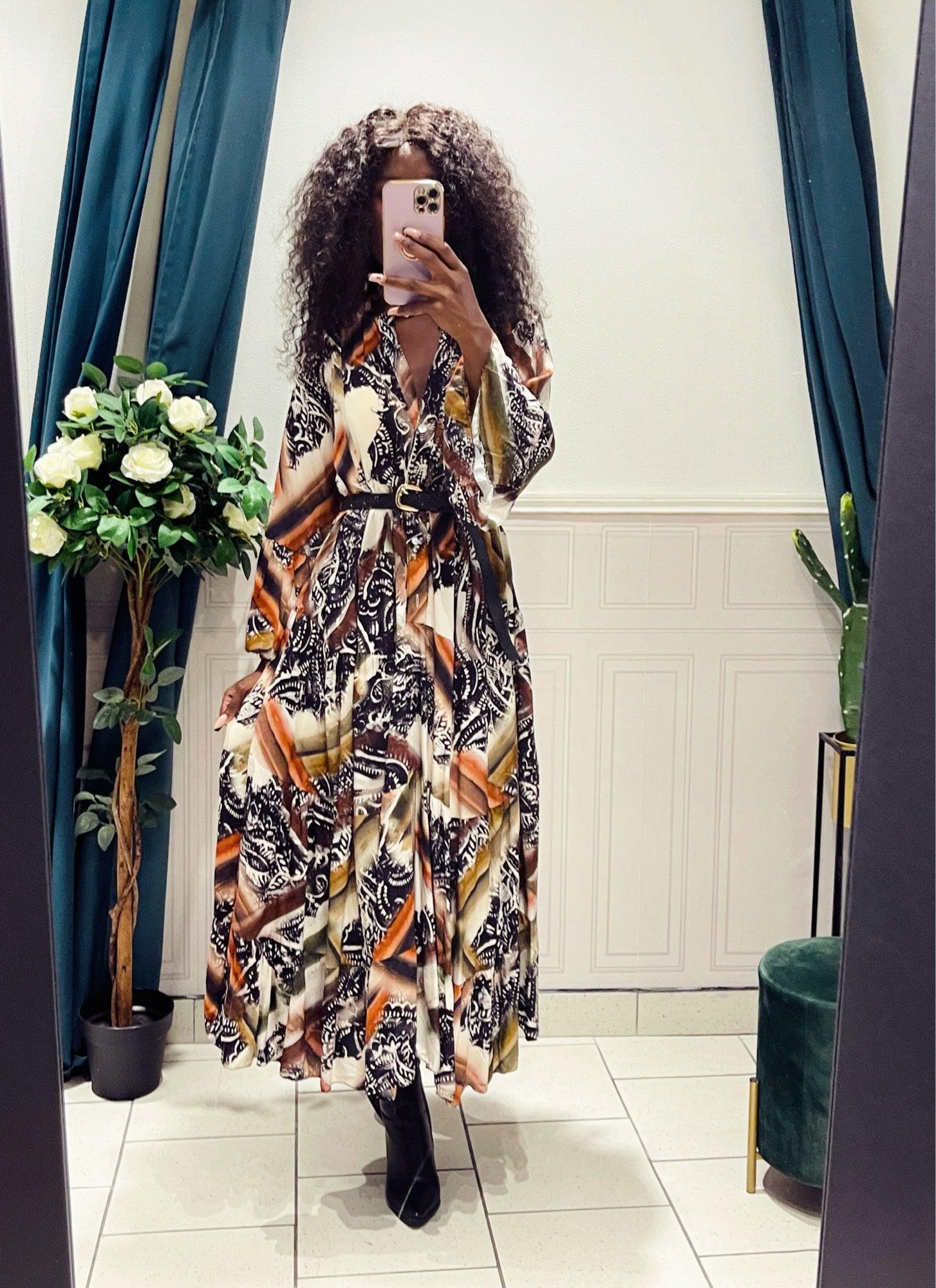 Robe longue fluide imprimée - beautifulshop