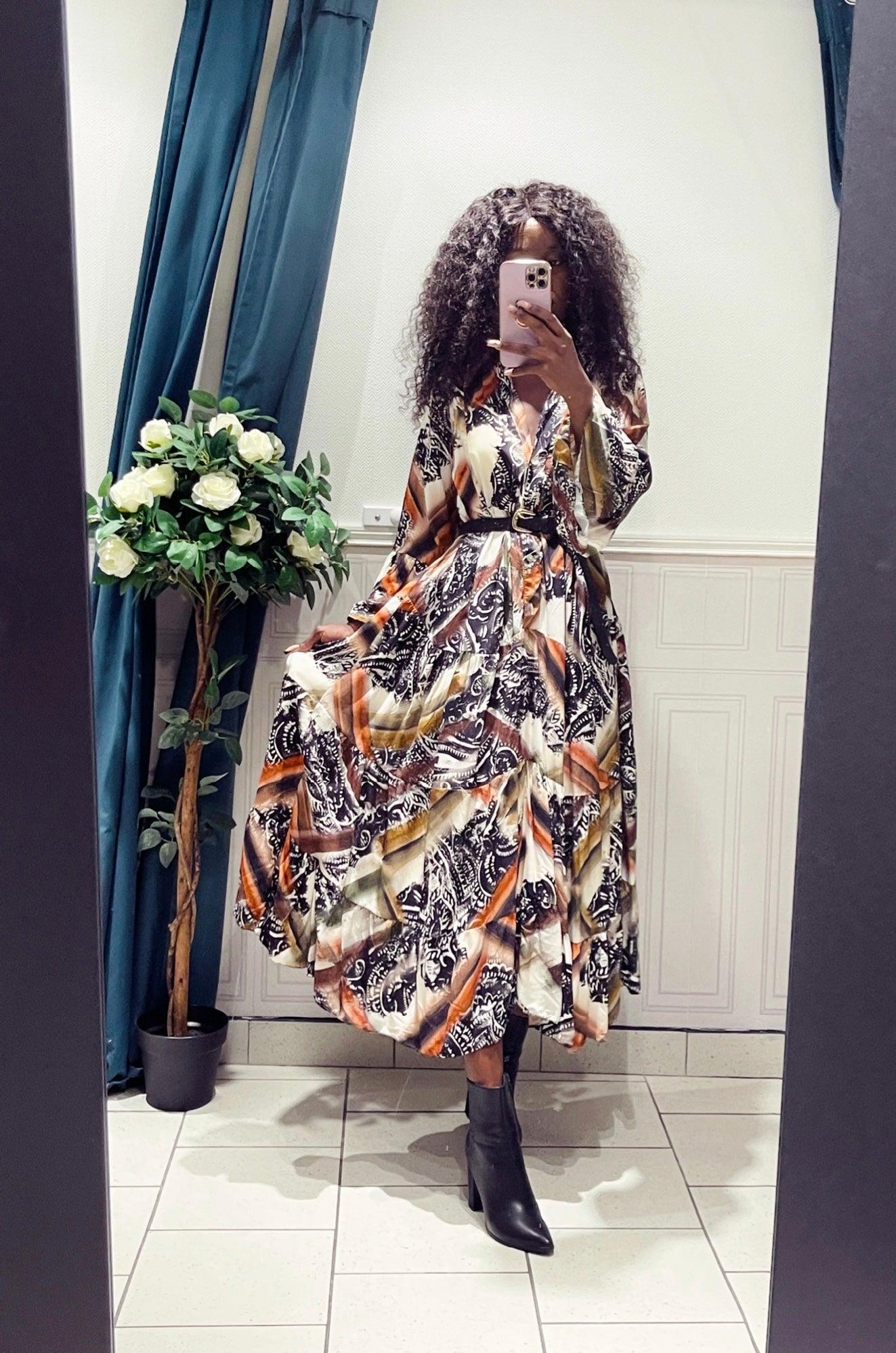 Robe longue fluide imprimée - beautifulshop