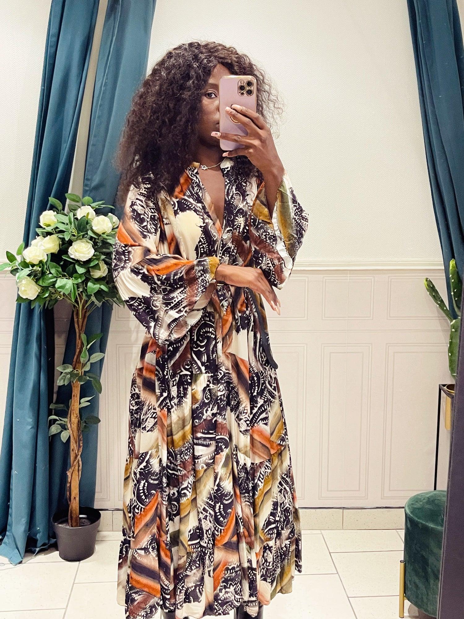 Robe longue fluide imprimée - beautifulshop