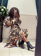 Robe longue fluide imprimée - beautifulshop