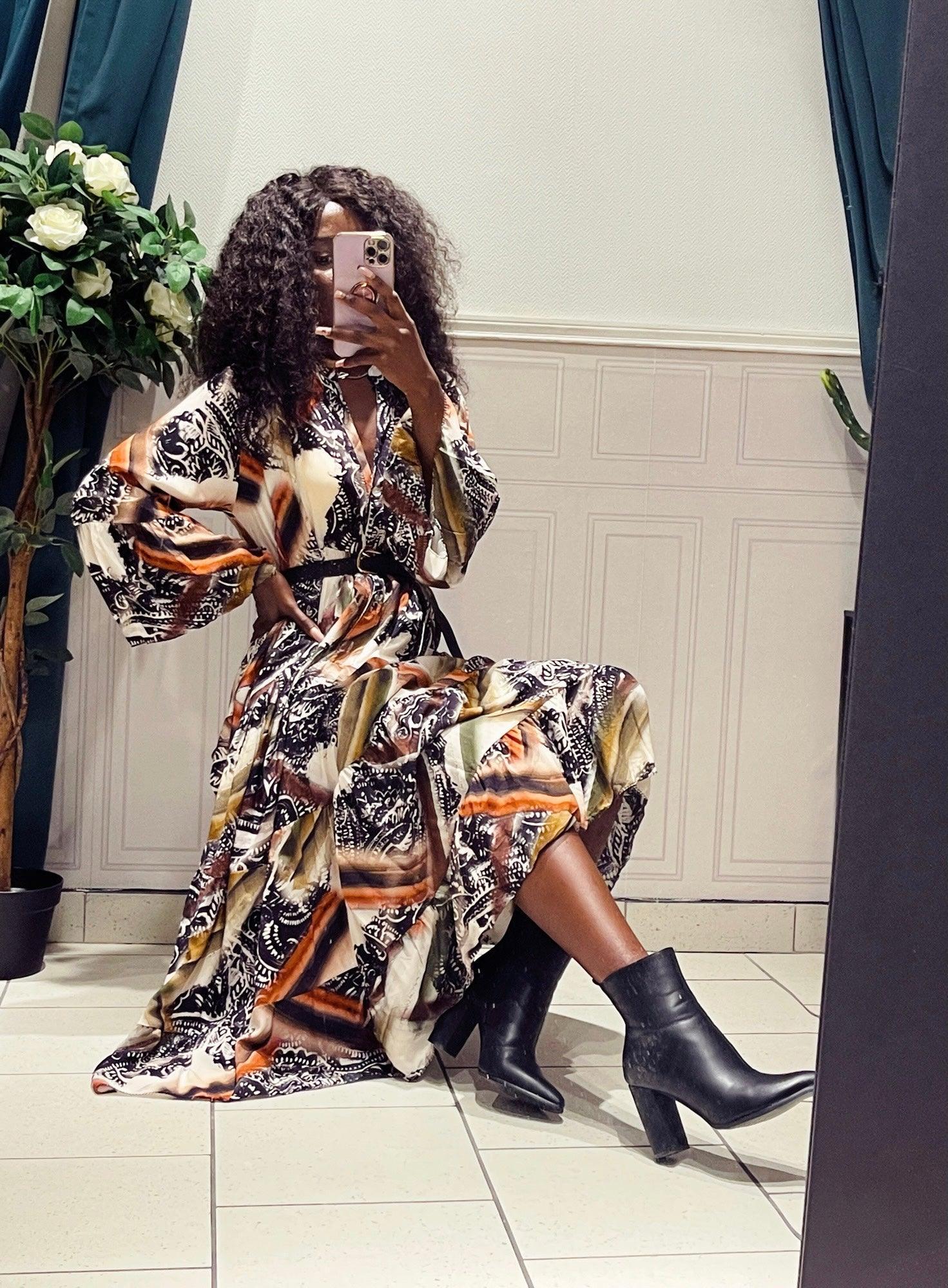 Robe longue fluide imprimée - beautifulshop