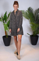 Robe mi longue imprimée feuille - beautifulshop