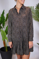 Robe mi longue imprimée feuille - beautifulshop