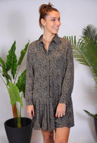 Robe mi longue imprimée feuille - beautifulshop
