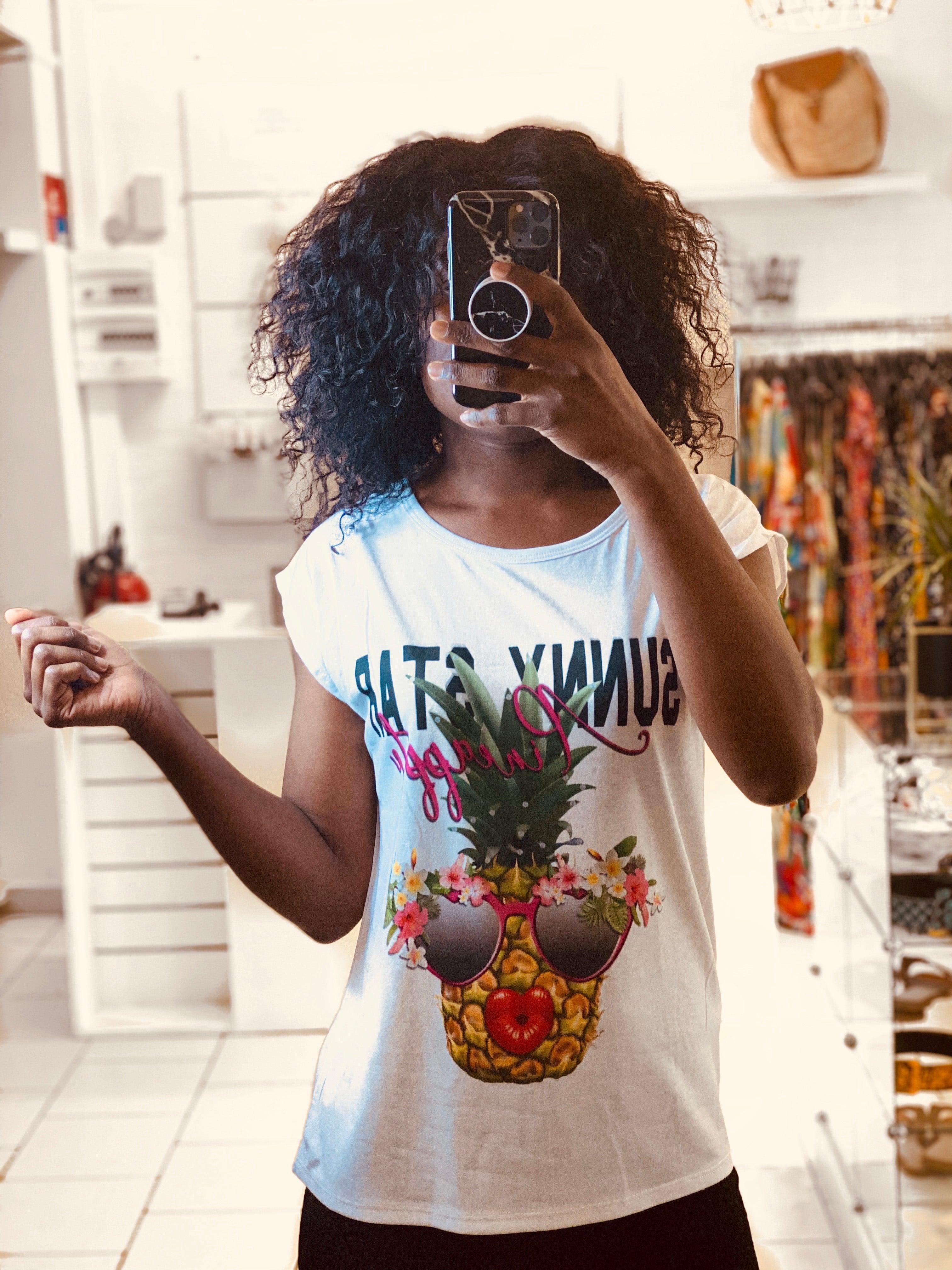T-shirt imprimée ananas fantaisie - beautifulshop