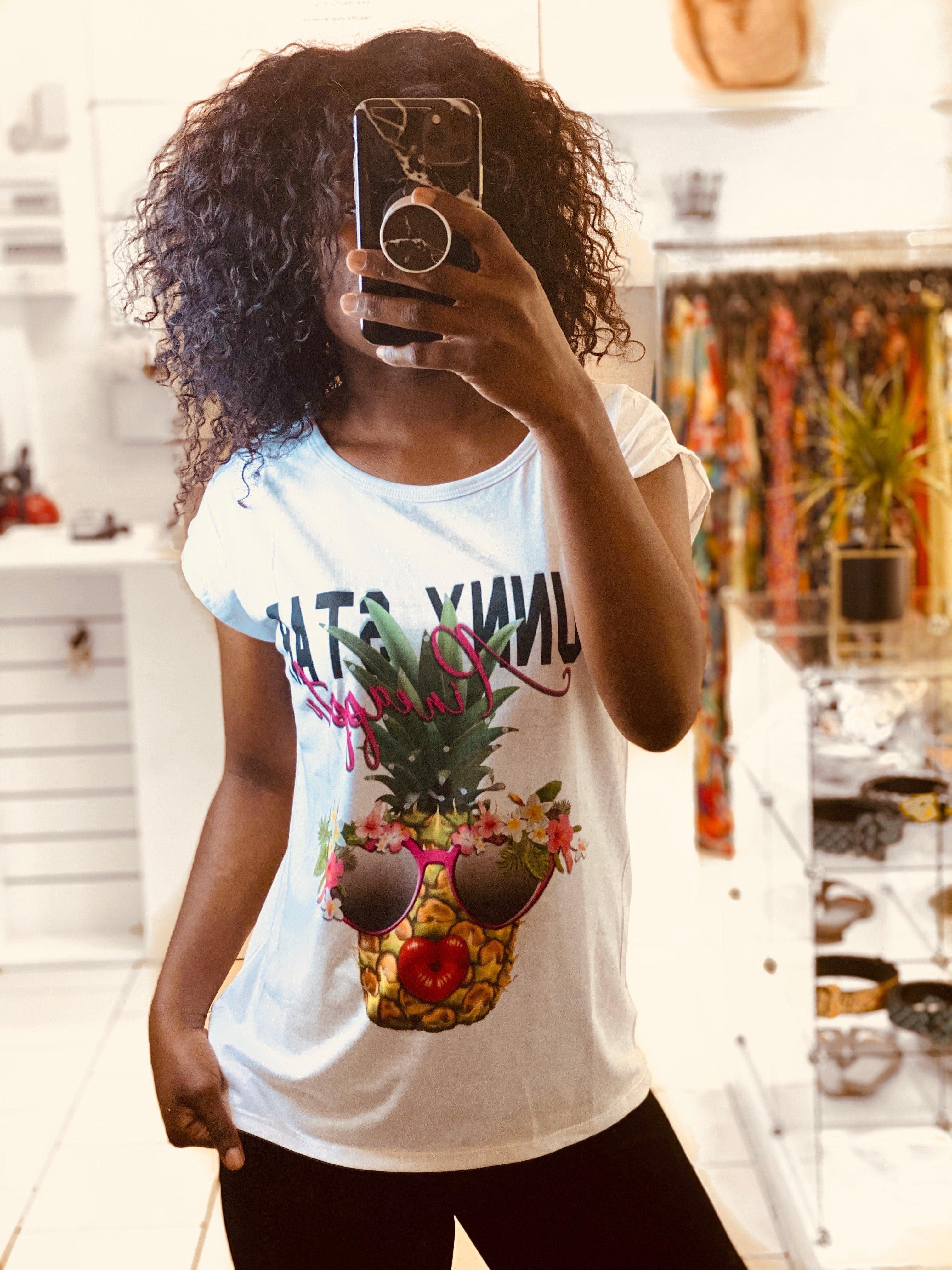 T-shirt imprimée ananas fantaisie - beautifulshop