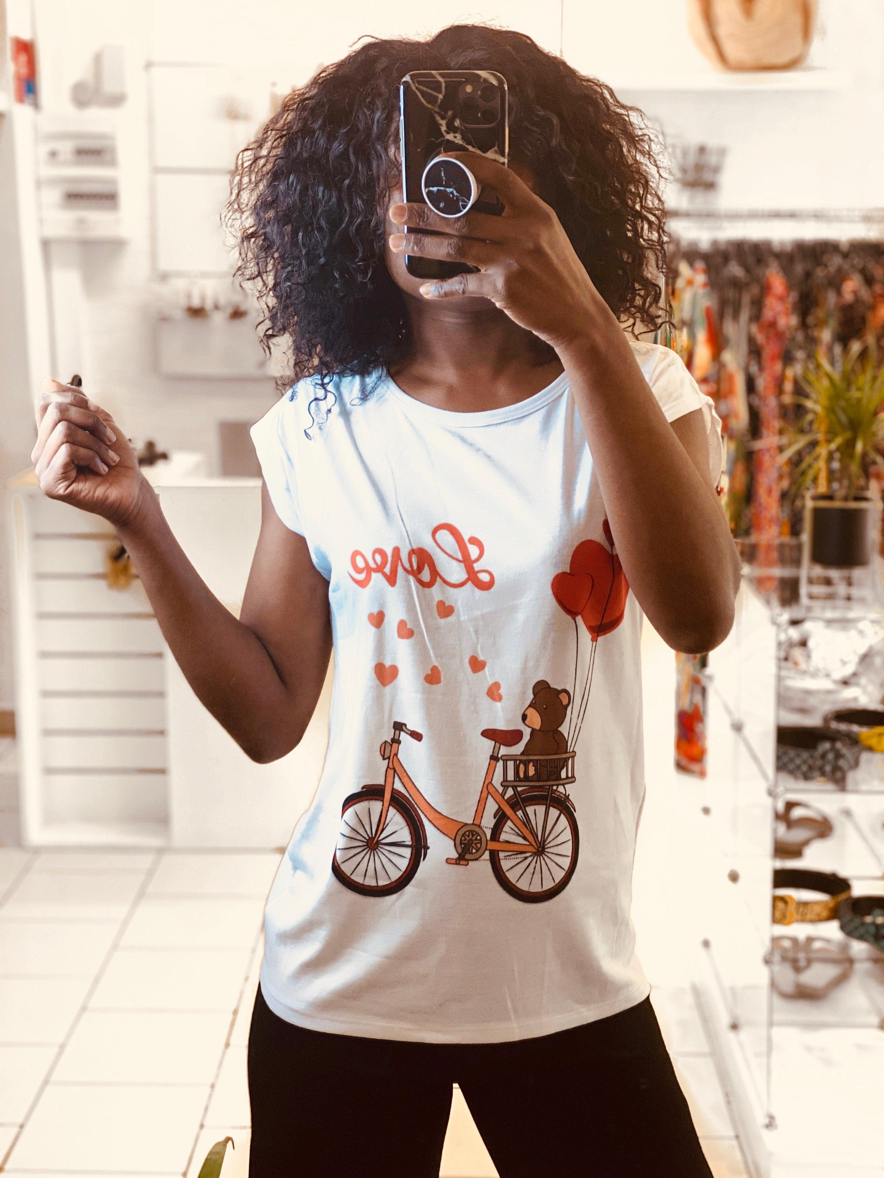 T-shirt imprimée bicyclette - beautifulshop