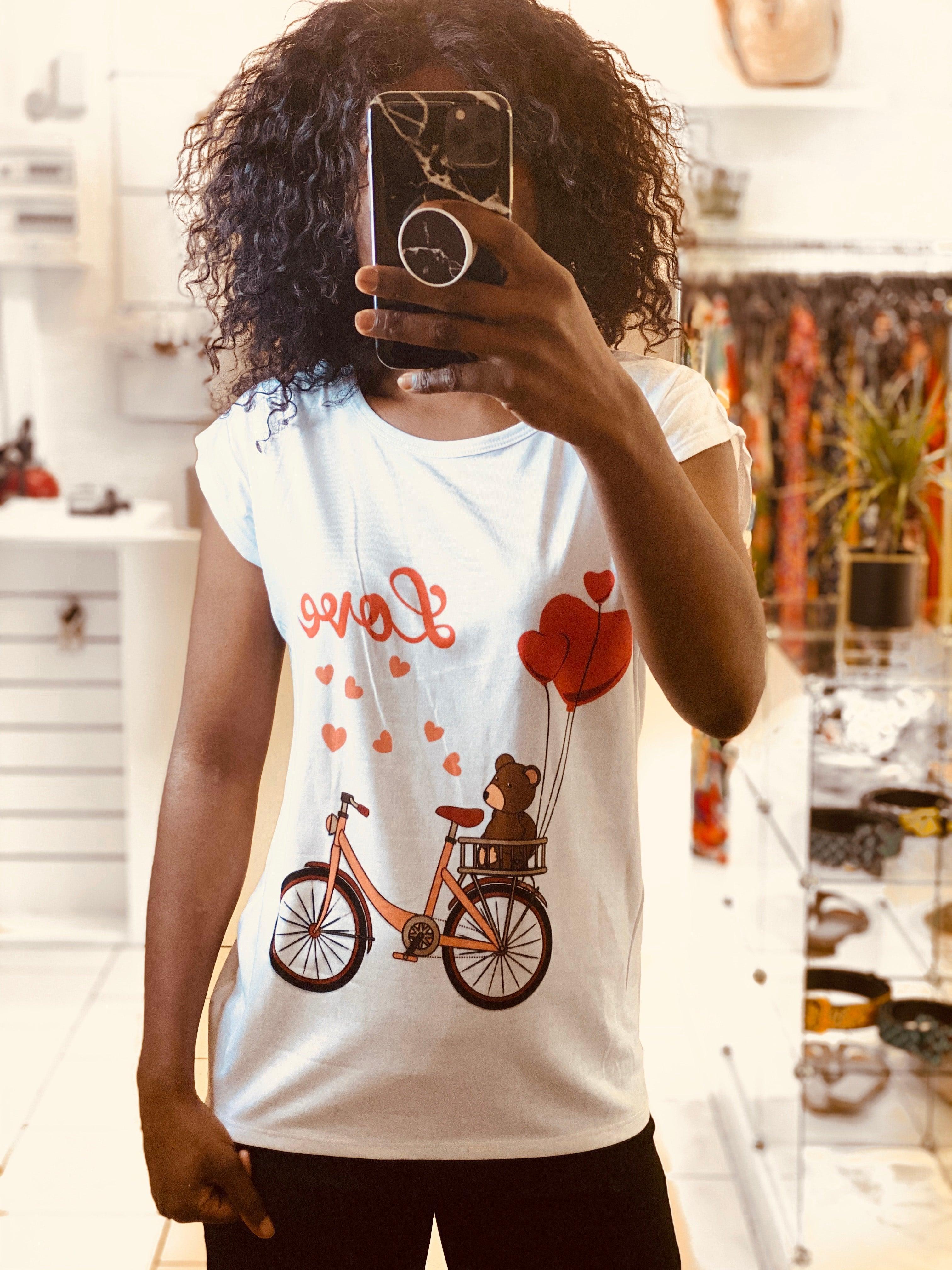 T-shirt imprimée bicyclette - beautifulshop